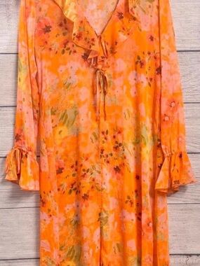 🍊 Wild Fable Orange Floral Ruffle Cover-Up XL 🍊